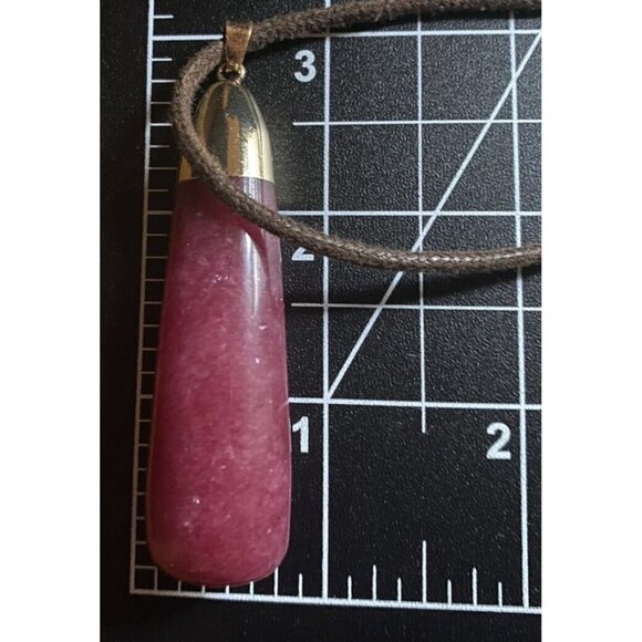Necklace Large Dark Pink Dragon Vein Agate 26 Gram Teardrop Pendant Nylon Cord - Picture 5 of 7